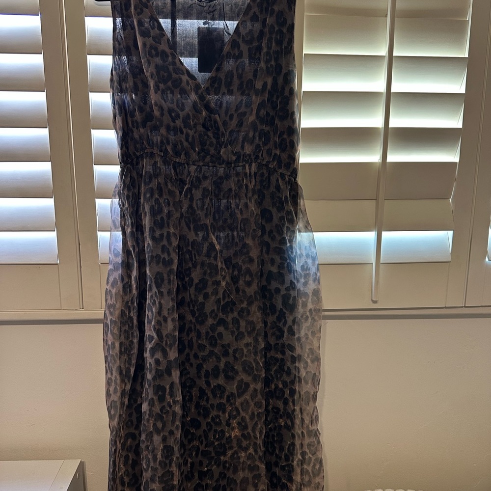 Daniel Rainn Brown and Black Leopard-Print Sleeveless Maxi Dress